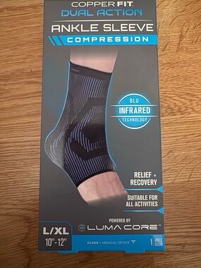 Copper Fit Dual Action Ankle Compression Sleeve - Black/Blue